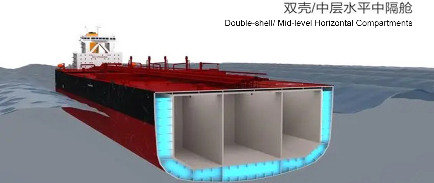 Tanker double hullmedium level intermediate compartments