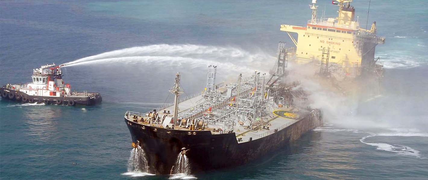Oil tanker firefighting