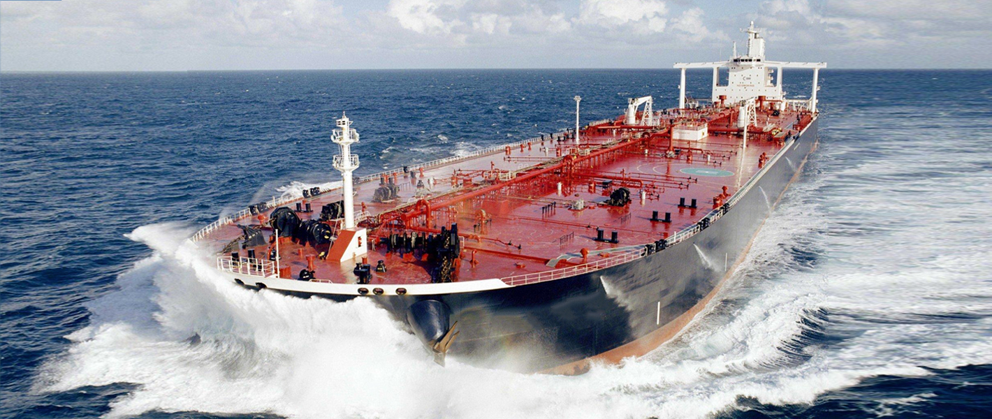 Oil tanker facing rough seas